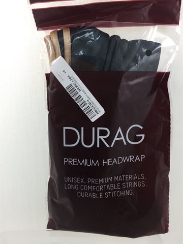 Durag Black Premium Headwrap with Grey Edge.